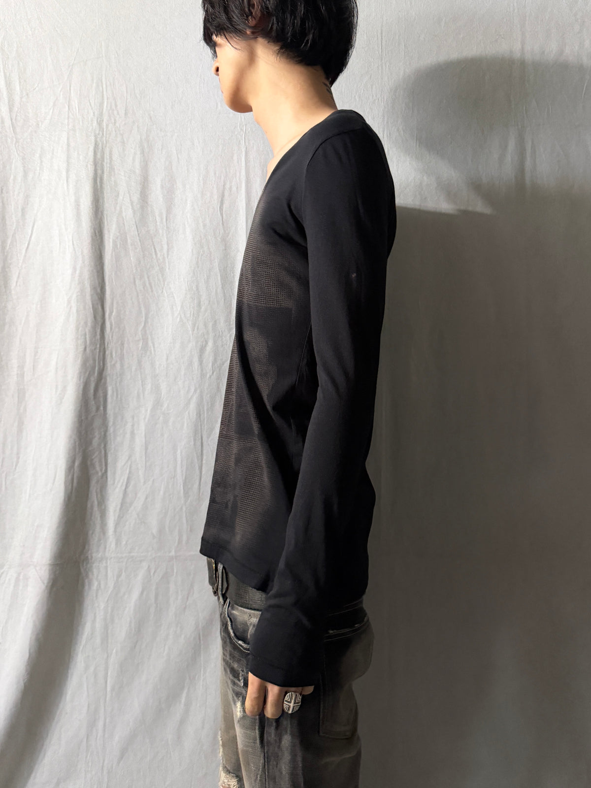 DIESEL Graphic V-Neck Long Sleeve Cotton