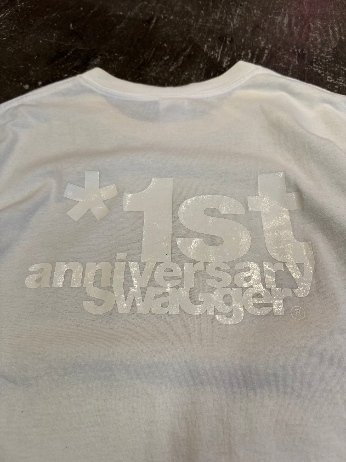 Swagger White Cotton T-Shirt Size L