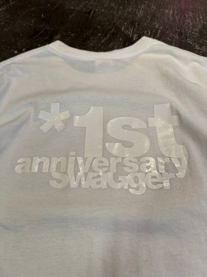 Swagger White Cotton T-Shirt Size L