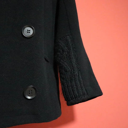 Y's 14AW Cable Knit Docking Melton Wool Peacoat Size 1