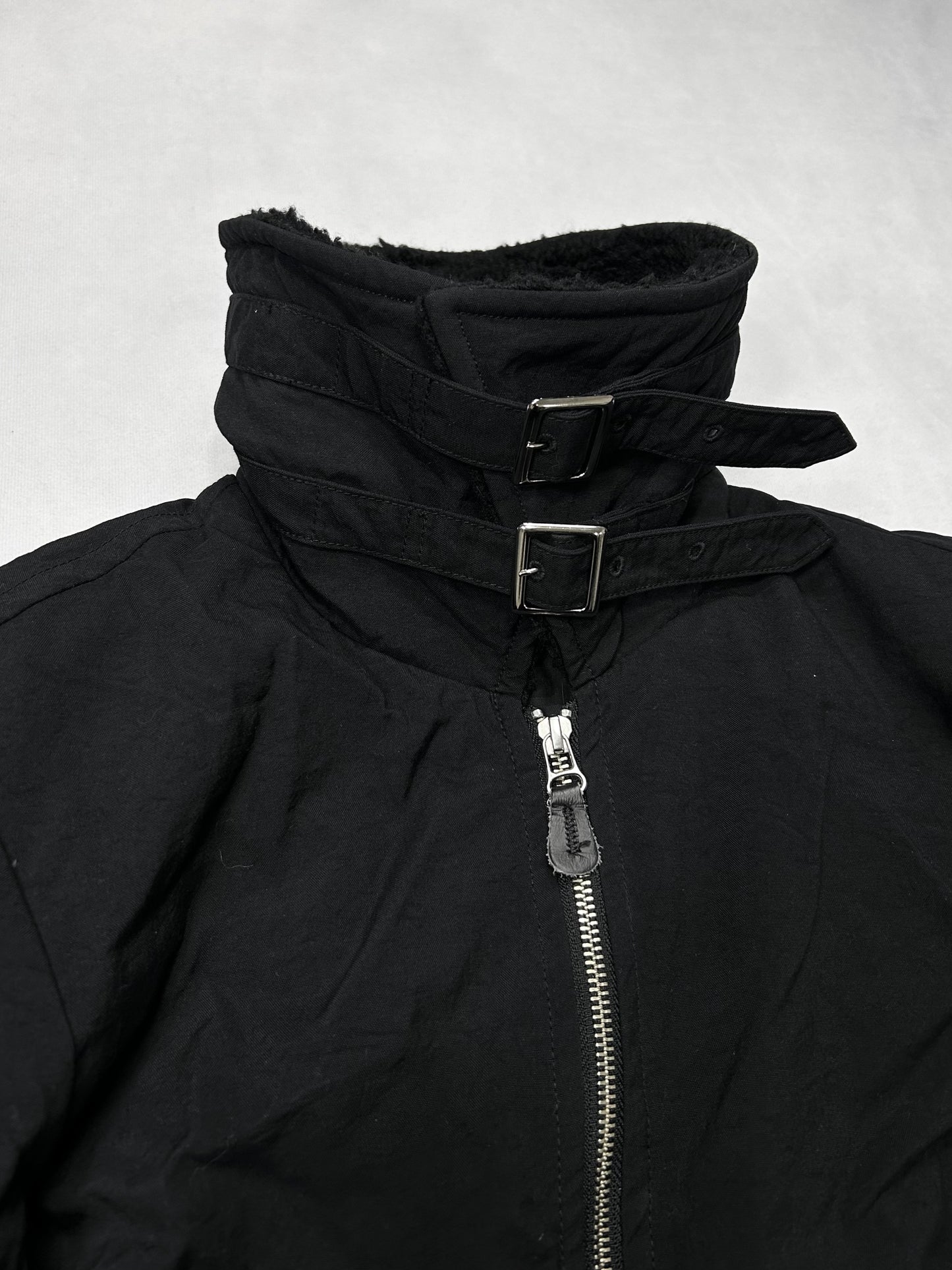 wjk black chin strap partial boa jacket F/W2017 Size 2