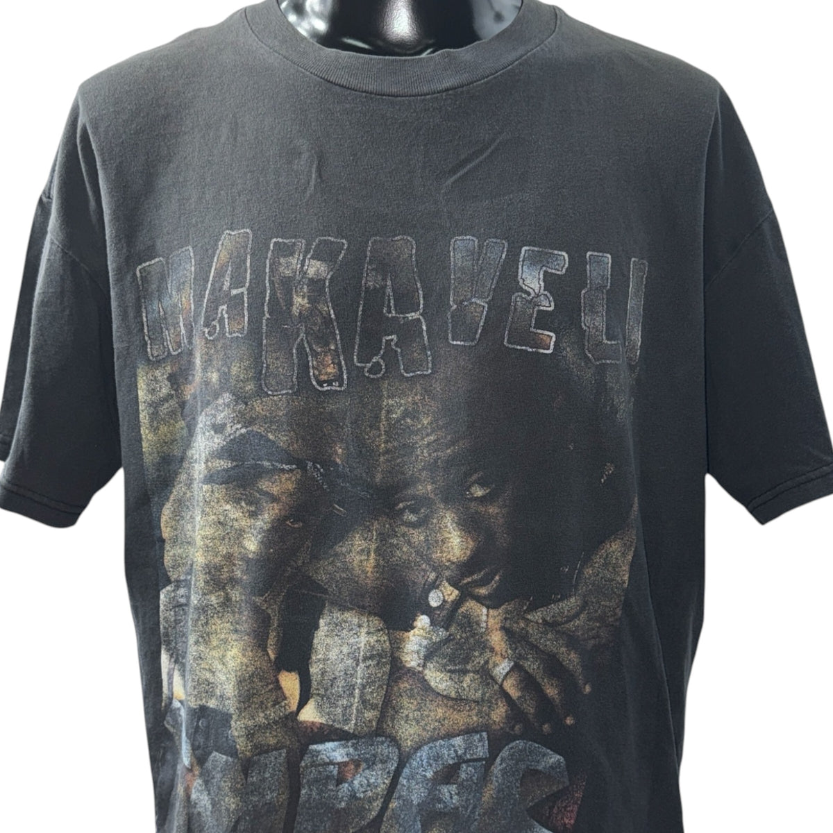 PAC 90s Y2K Makaveli Thug Life Rap T-Shirt Faded Size L