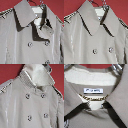 Miu Miu Beige Reconstructed A-Line Frilled Trench Size 42