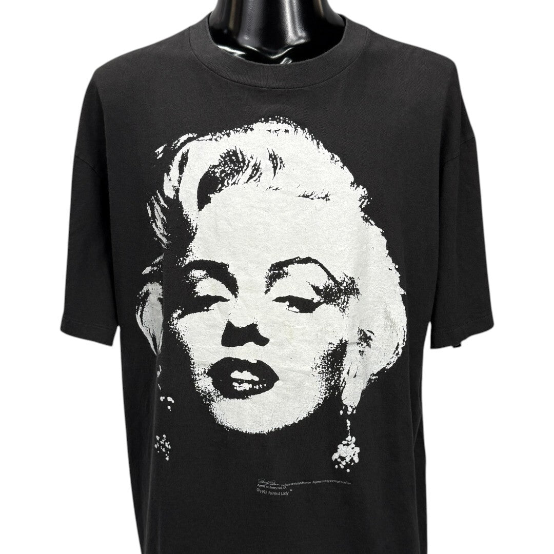 MARILYN MONROE 90s Painted Lady Face Print T-Shirt Size XL