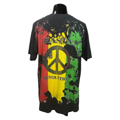 BOB MARLEY Vintage Tie-Dye Rasta Revolution T-Shirt Size XL