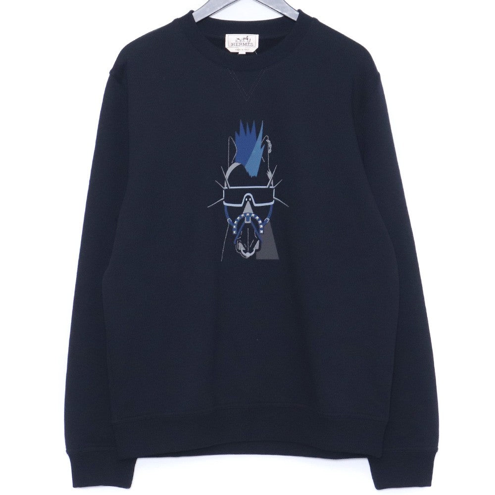 HERMES Punk'H Crewneck Sweatshirt Navy Size L
