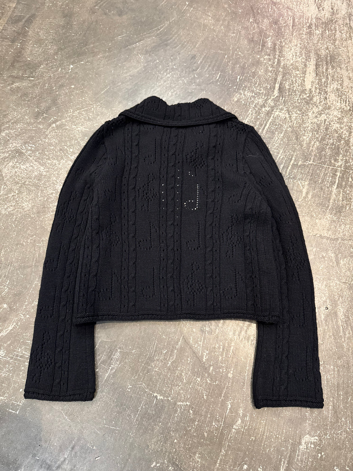 YOUTH BATH Black Lace Up Shawl Collar Cardigan Size S