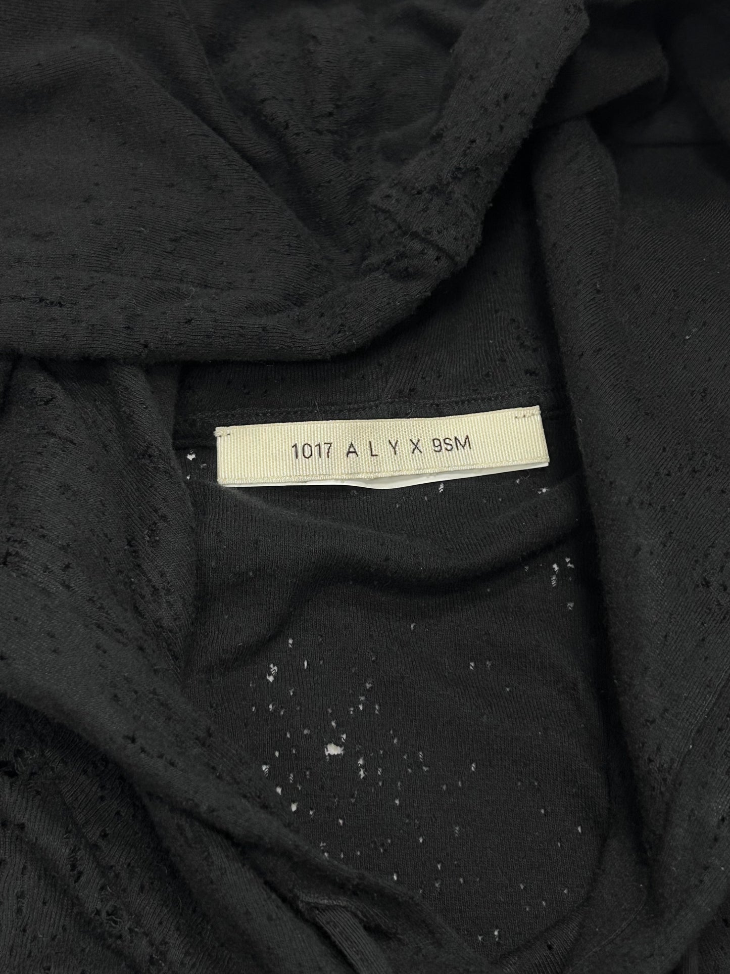 1017 ALYX 9SM Black Tattered Big Hoodie Size M