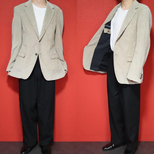 D&G Beige Corduroy Tailored Jacket Size 48