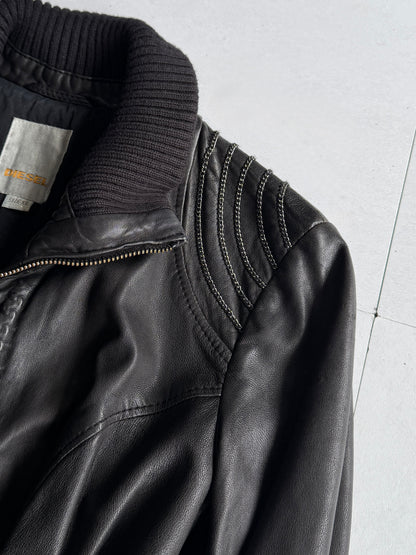 DIESEL Black Vein Sheep Leather Jacket Size XS