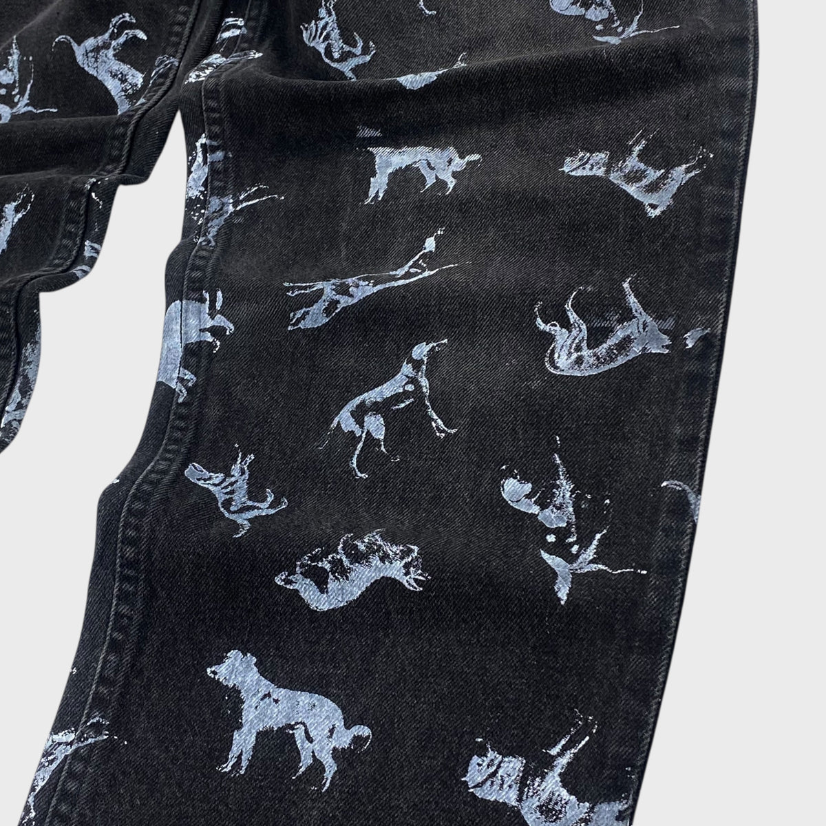 REMAKE Animal Paint Art Black Denim Pants Size 32