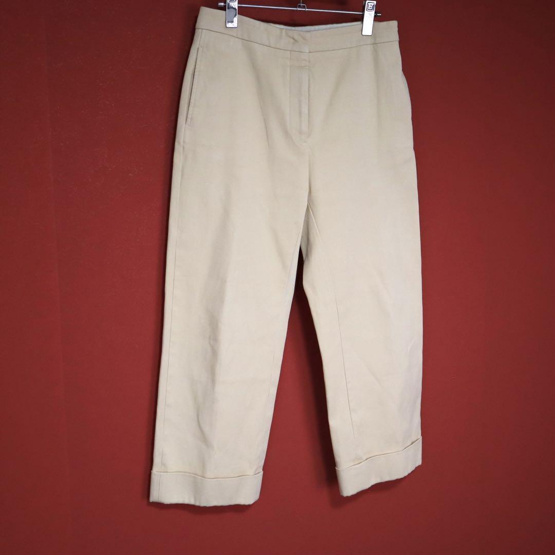 Jil Sander Beige Double Hem Cropped Chino Slacks Size 34