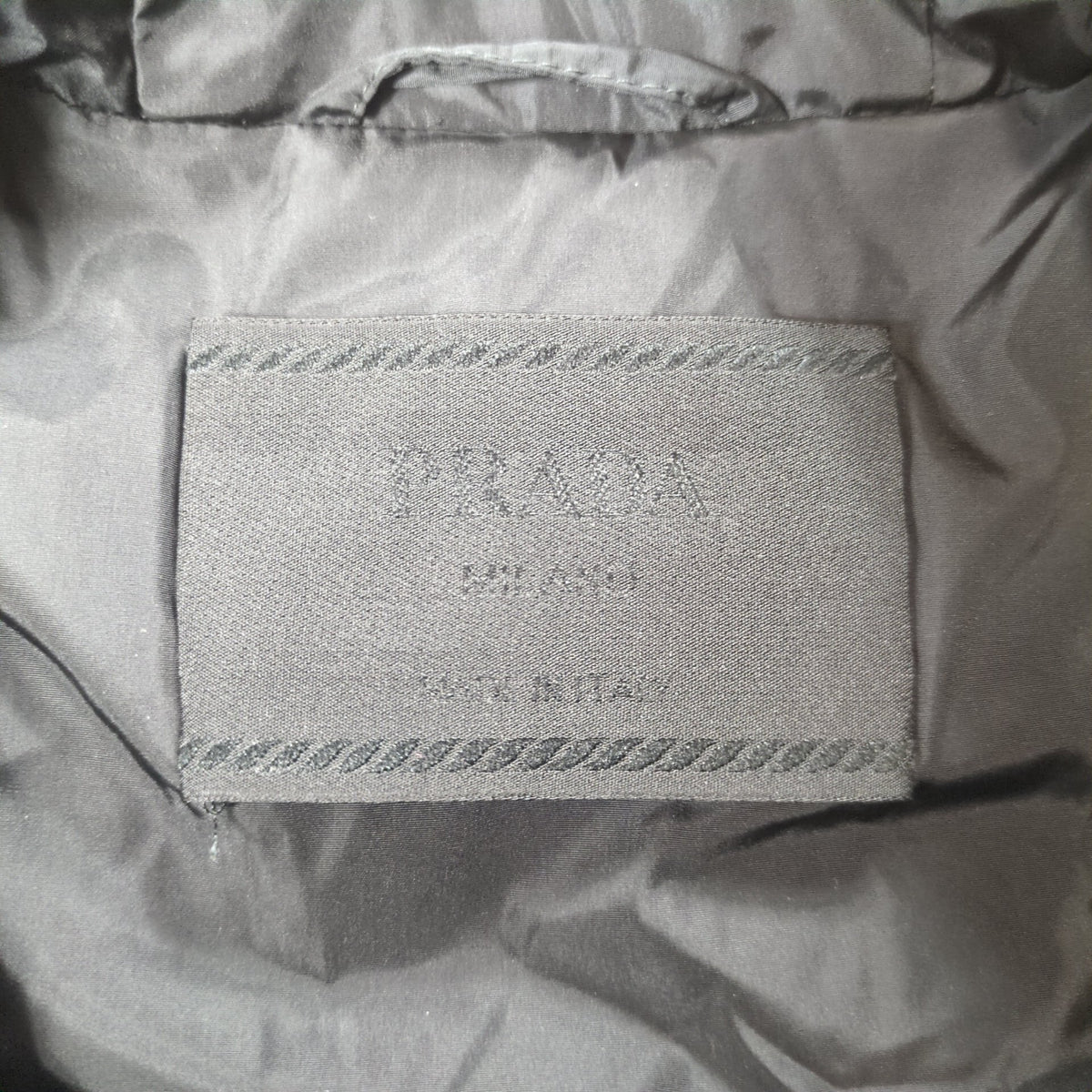 Prada Leather Belted Nylon Padded Coat Size 40