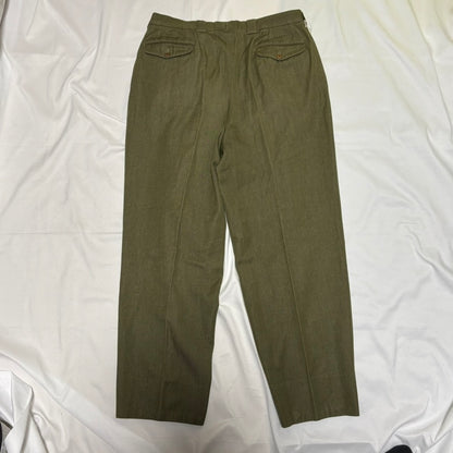 KENZO 90s Khaki Cotton Wool Two-Pleat Slacks Size 4