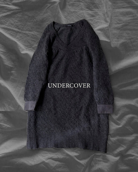 UNDERCOVER 04AW Wool Layered Cuff Hybrid Knit Gray Size 1