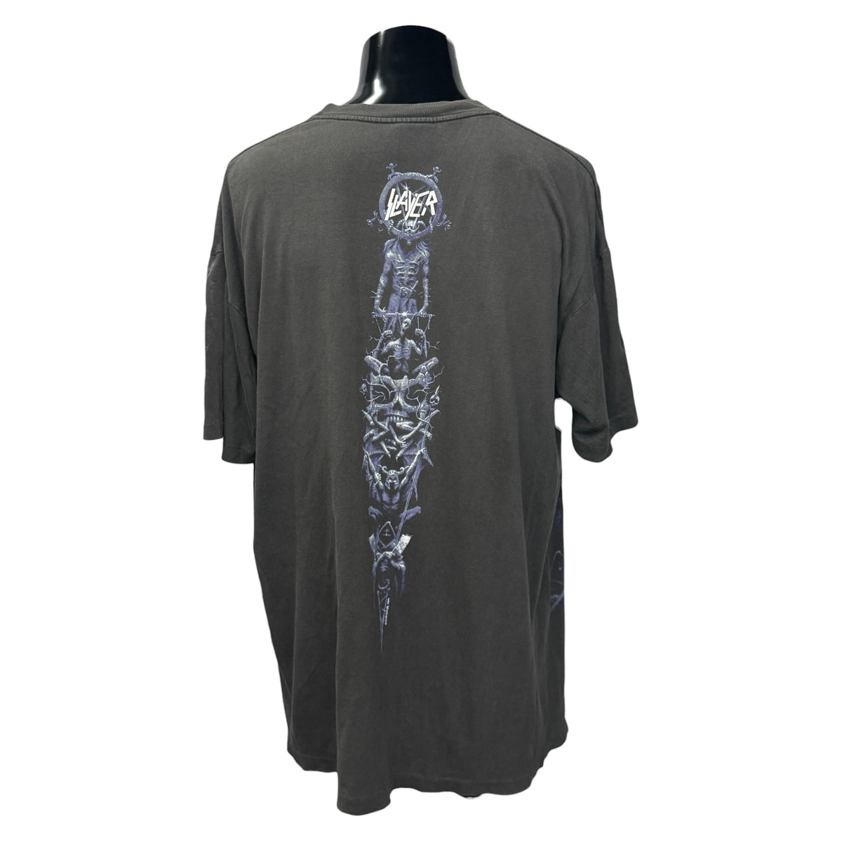 SLAYER 90s Vintage "AOP Skull" Single Stitch T-Shirt Size XL