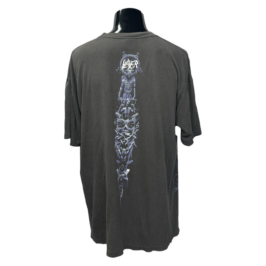 SLAYER 90s Vintage "AOP Skull" Single Stitch T-Shirt Size XL