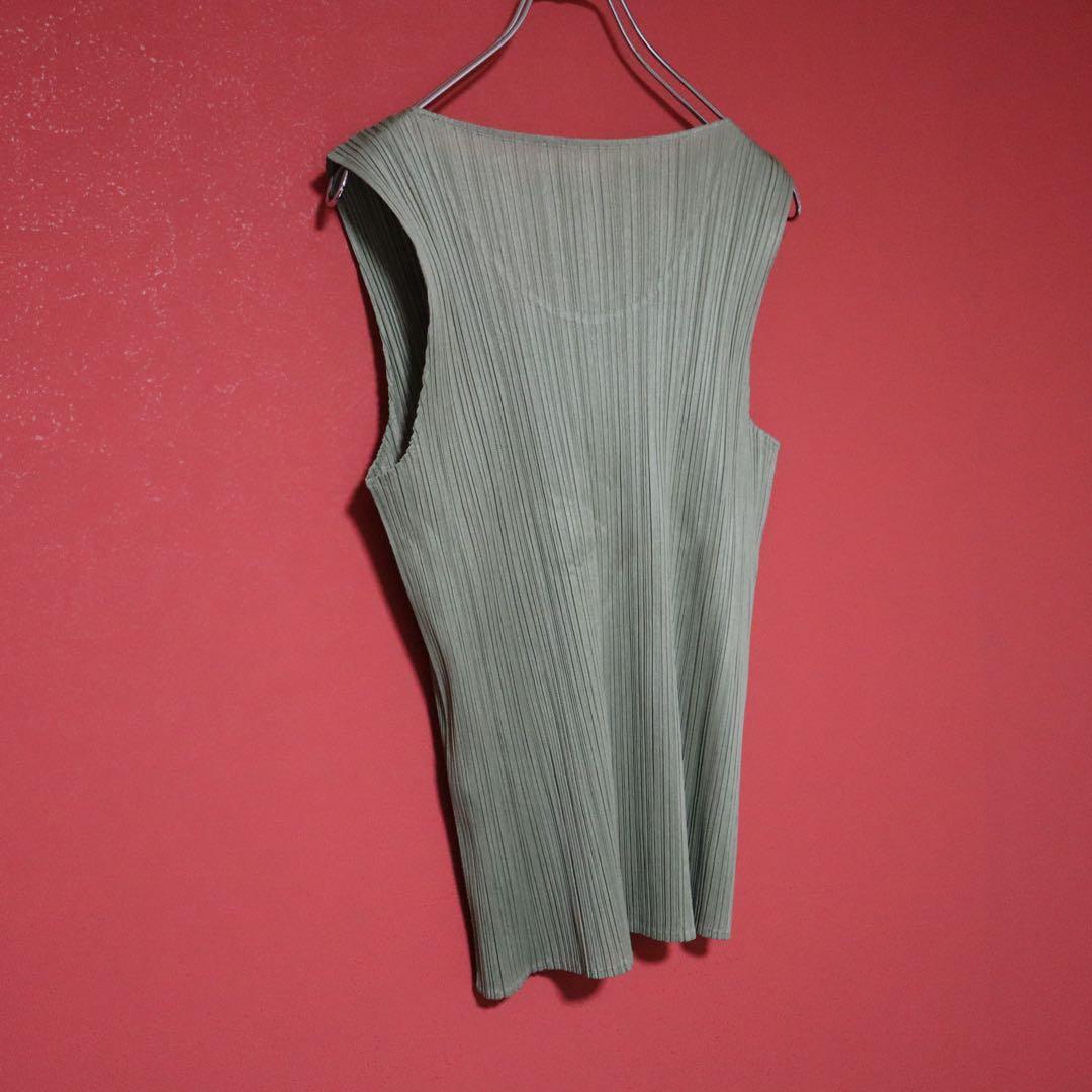 PLEATS PLEASE 97SS Pleated Sleeveless Top Green Size 3