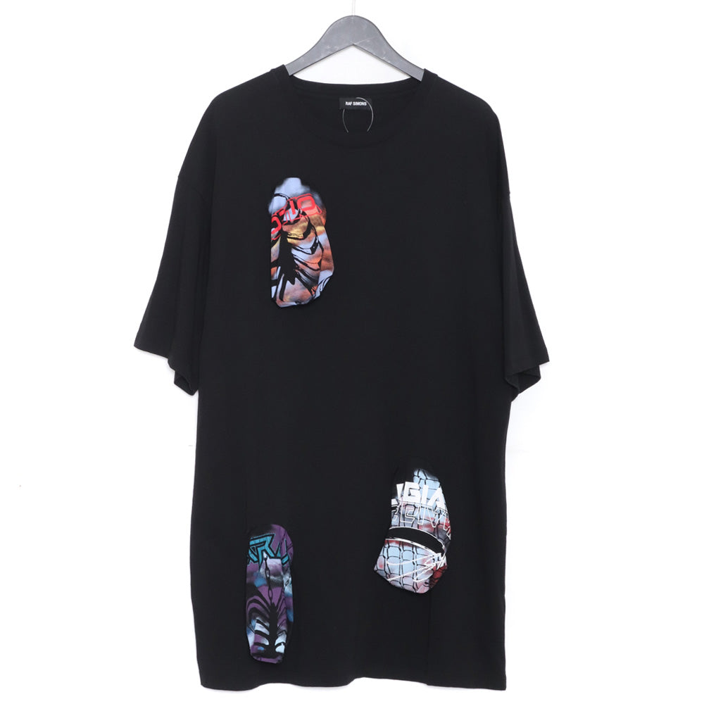 RAF SIMONS 21AW Oversized Printed Holes T-Shirt Black Size L