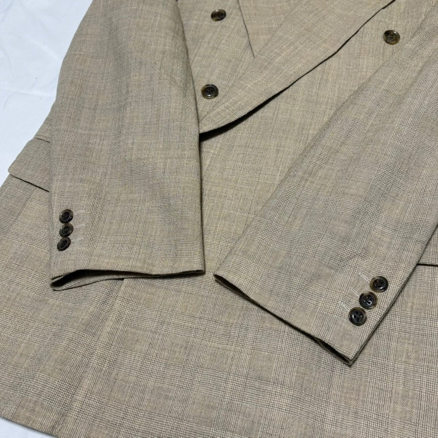 MEN'S BIGI 80s/90s Beige Glen Check Tailored Jacket