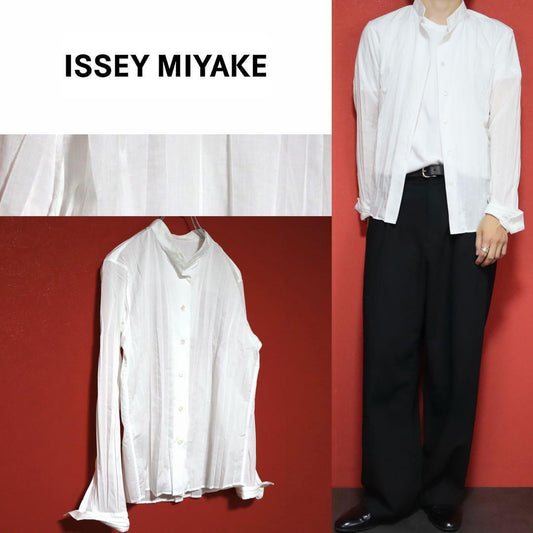 ISSEY MIYAKE FETE 08SS Pleated Flare Shirt White Size 2
