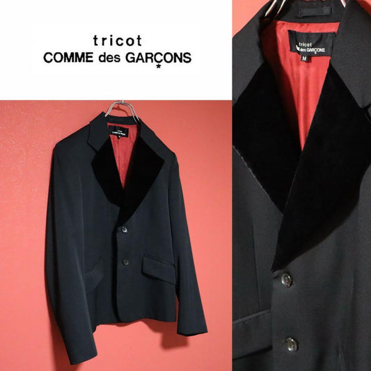 tricot COMME des GARCONS 02AW Velour Jacket Black Size M