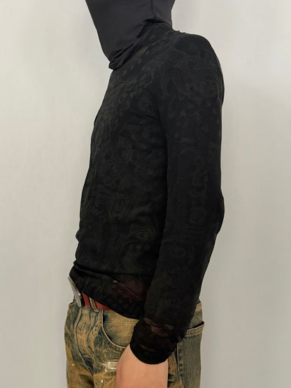 Givenchy Black See-Through Henley Shirt Size XXS