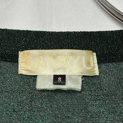 GANRYU 2012 Shiny Fabric Argyle Cardigan Green Size S