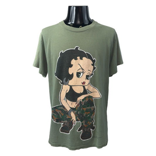 Betty Boop 90s Vintage "GIRLS RULE!" Khaki T-Shirt Size L