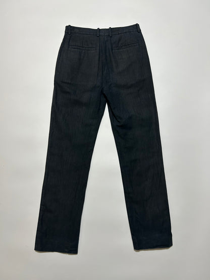 DKNY TROUSERS 2000s Black Linen Cotton
