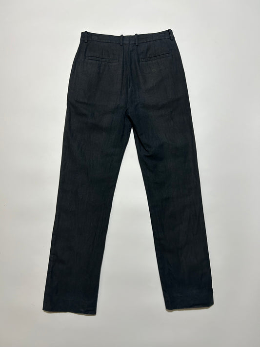 DKNY TROUSERS 2000s Black Linen Cotton