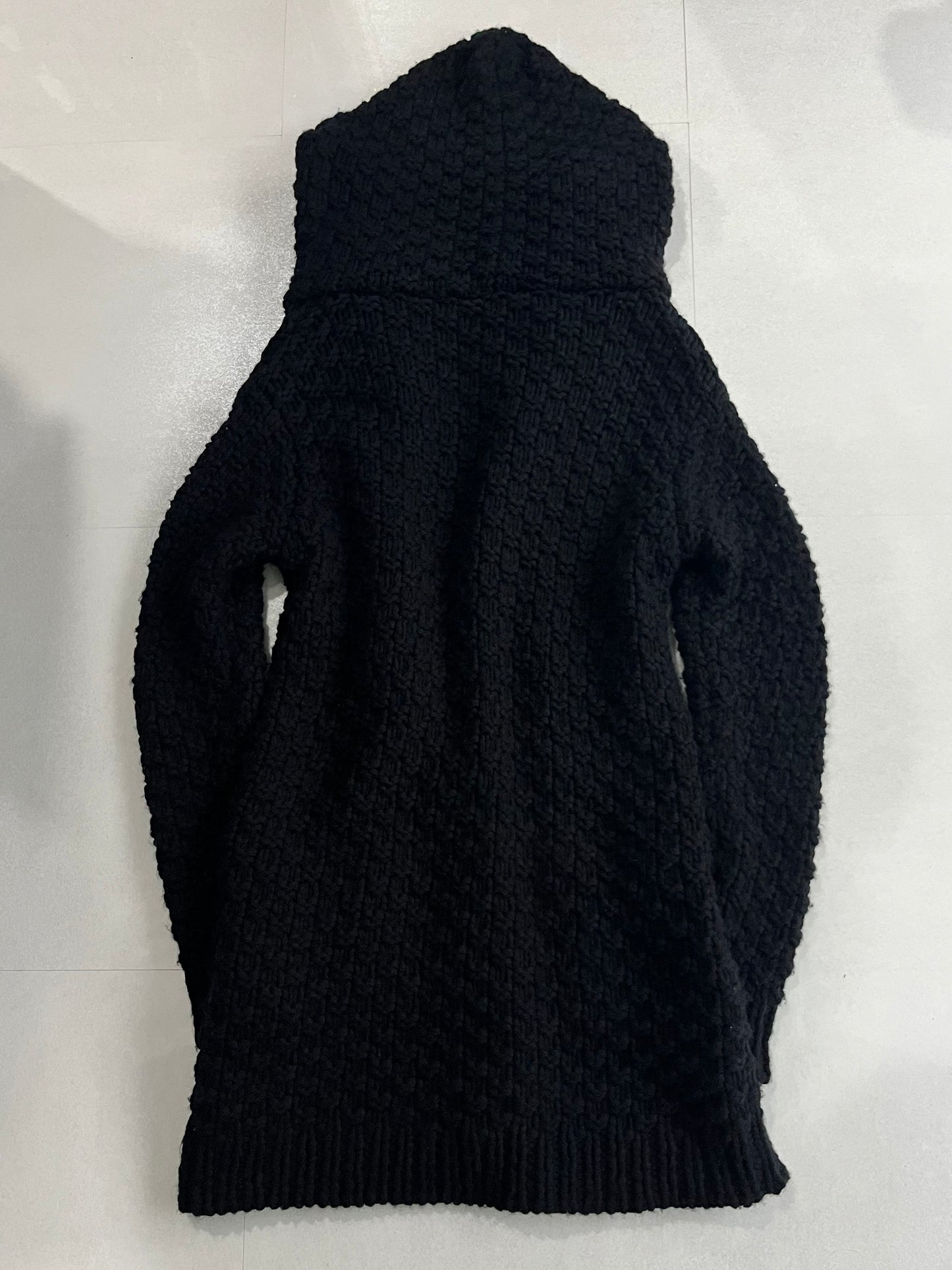 PHENOMENON Black Alpaca Blend Big Hood Cardigan Size L
