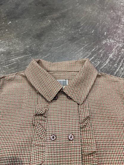 YOUTH BATH Double Button Frill Check Shirt Size S