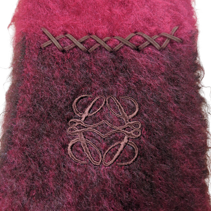 LOEWE Bordeaux Anagram Mohair Fringe Muffler