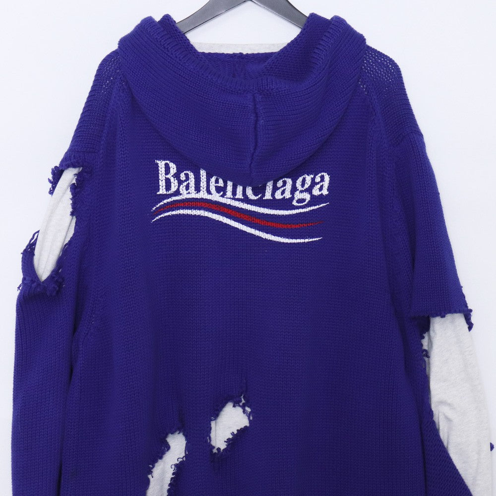 BALENCIAGA 21AW Political Campaign Hoodie Blue Size S