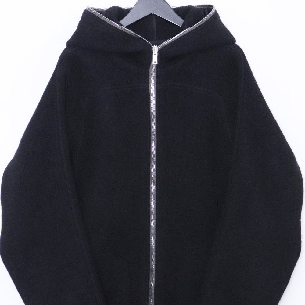 RICK OWENS Alpaca Wool Hooded Trench Coat Black Size 46