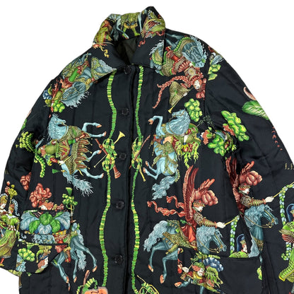 HERMES 90s Vintage "Les Fetes du Roi Silk Jacket Size 42