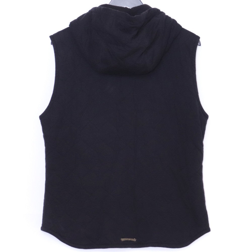 CHROME HEARTS Quilted Hooded Zip-Up Vest Black Size M