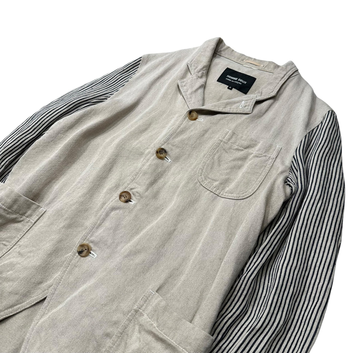 COMME des GARCONS HOMME DEUX 2013 Linen w/ Stripes Jacket Size M