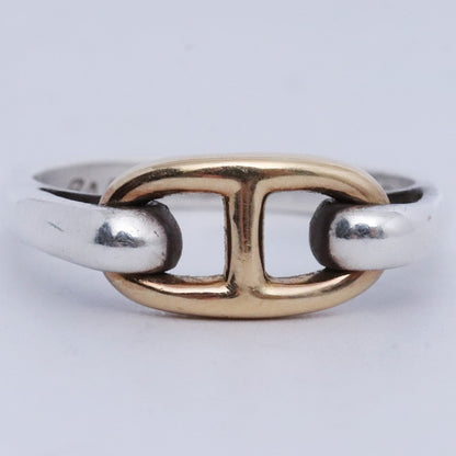 HERMES Vintage 70s Chaine d'Ancre Gold Silver Ring Size ONE SIZE