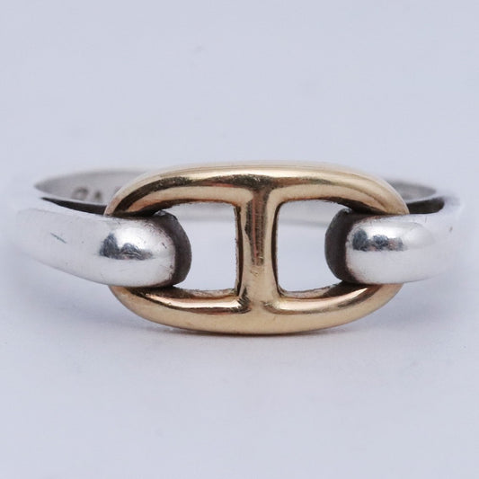 HERMES Vintage 70s Chaine d'Ancre Gold Silver Ring Size ONE SIZE