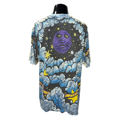 LIQUID BLUE 90s Pinkerton Sun Moon Print T-Shirt Size L