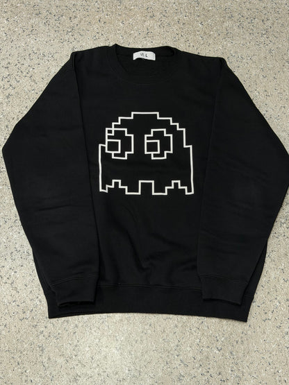 Vintage PAC-MAN GHOST FRGMT Black Crewneck Sweatshirt Size L