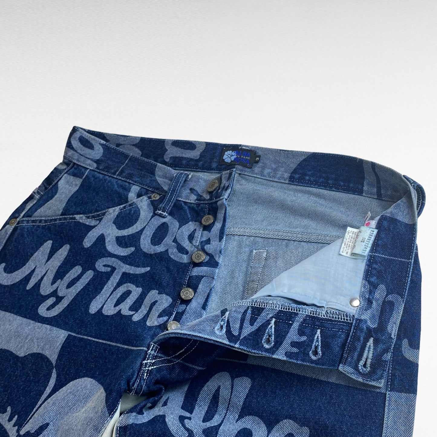 ALBA ROSA 90s Y2K All-Over Pattern Denim Pants Size 32