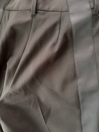 sacai AW23 Polyester Wool Curved Flare Pants Beige Size 1