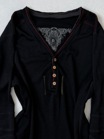 MARITHÉ+FRANÇOIS GIRBAUD Wool Design Sleeve Shirt Size L