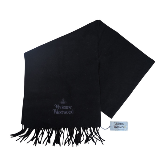 Vivienne Westwood ACCESSORIES Orb Logo Wool Scarf Black