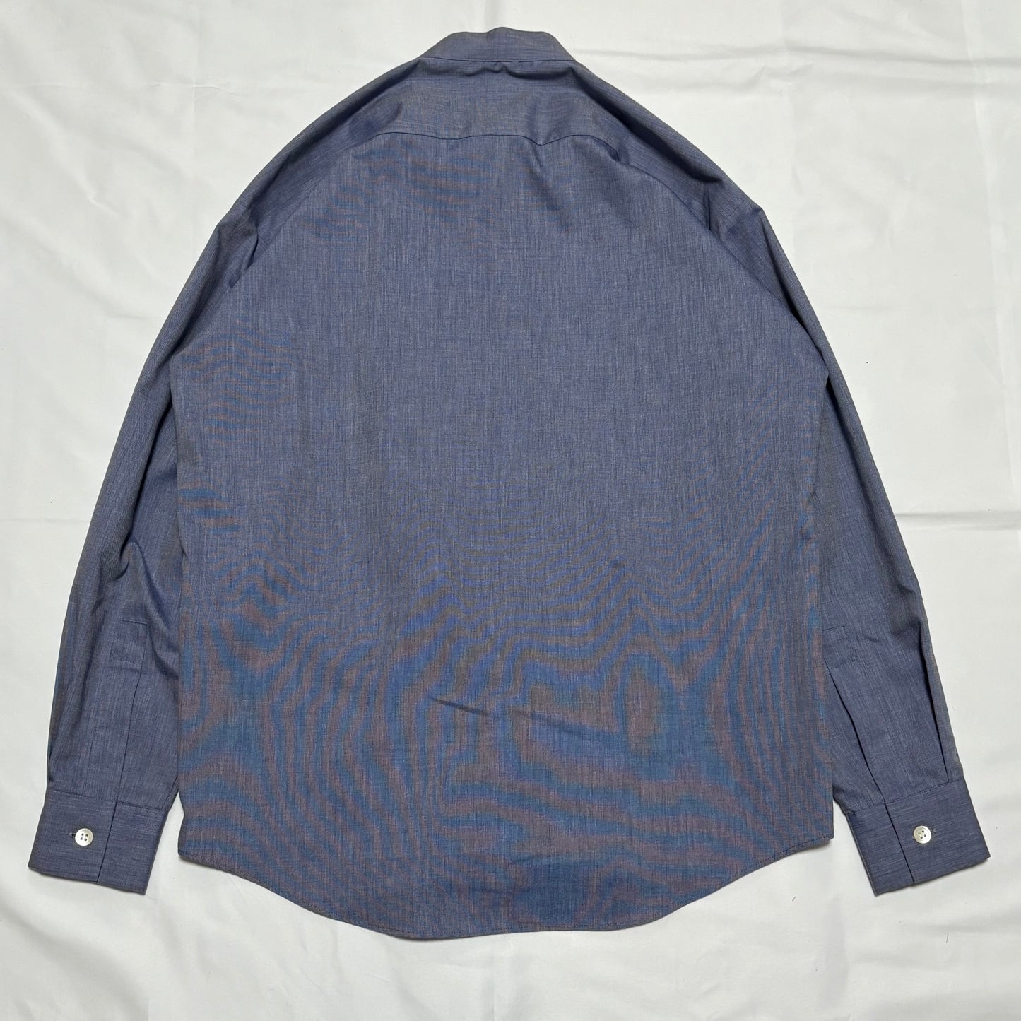 ISSEY MIYAKE Blue Cotton Chambray Band Collar Shirt Size L