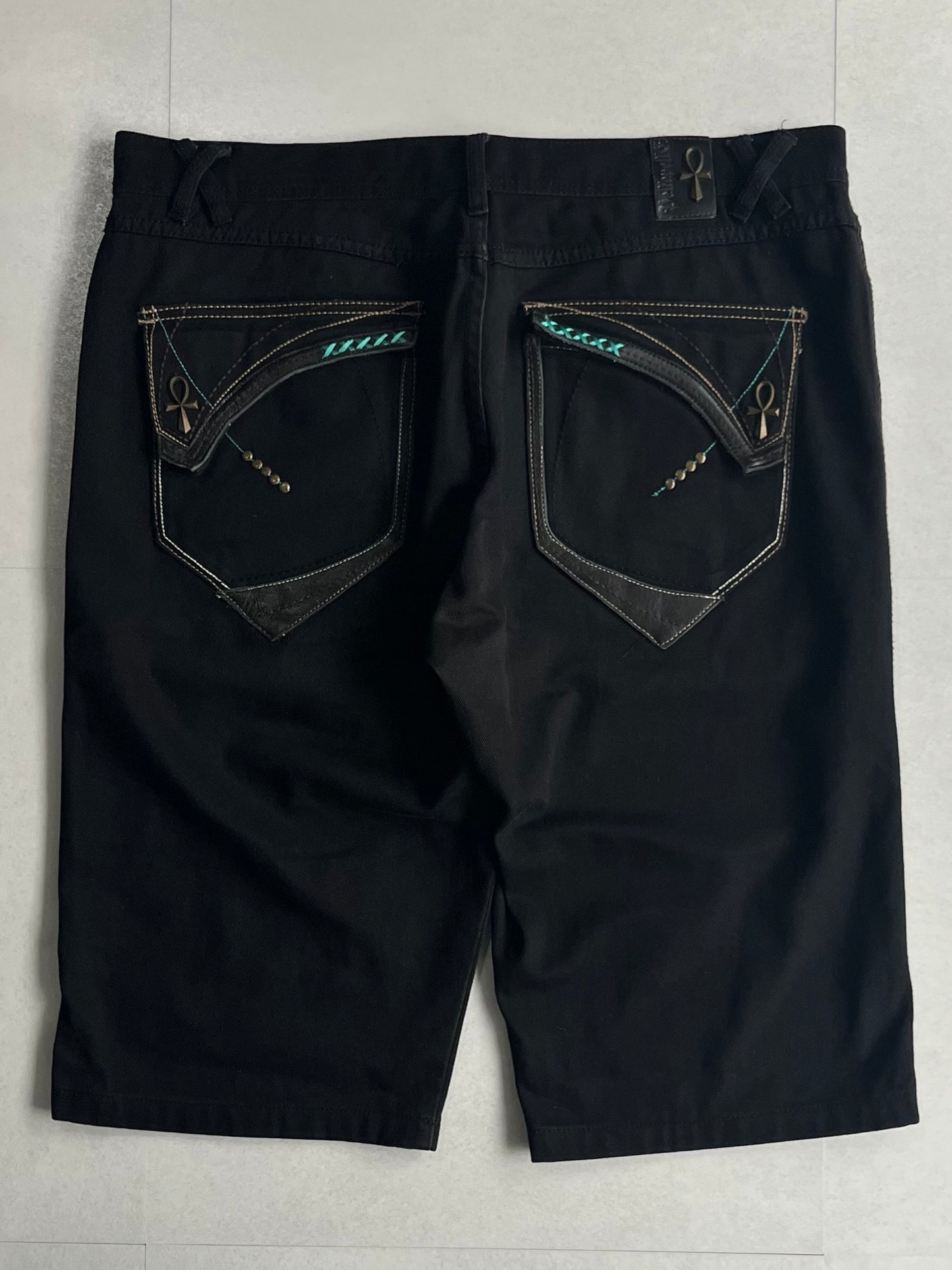 Pelle Pelle Black Denim Shorts Size W38