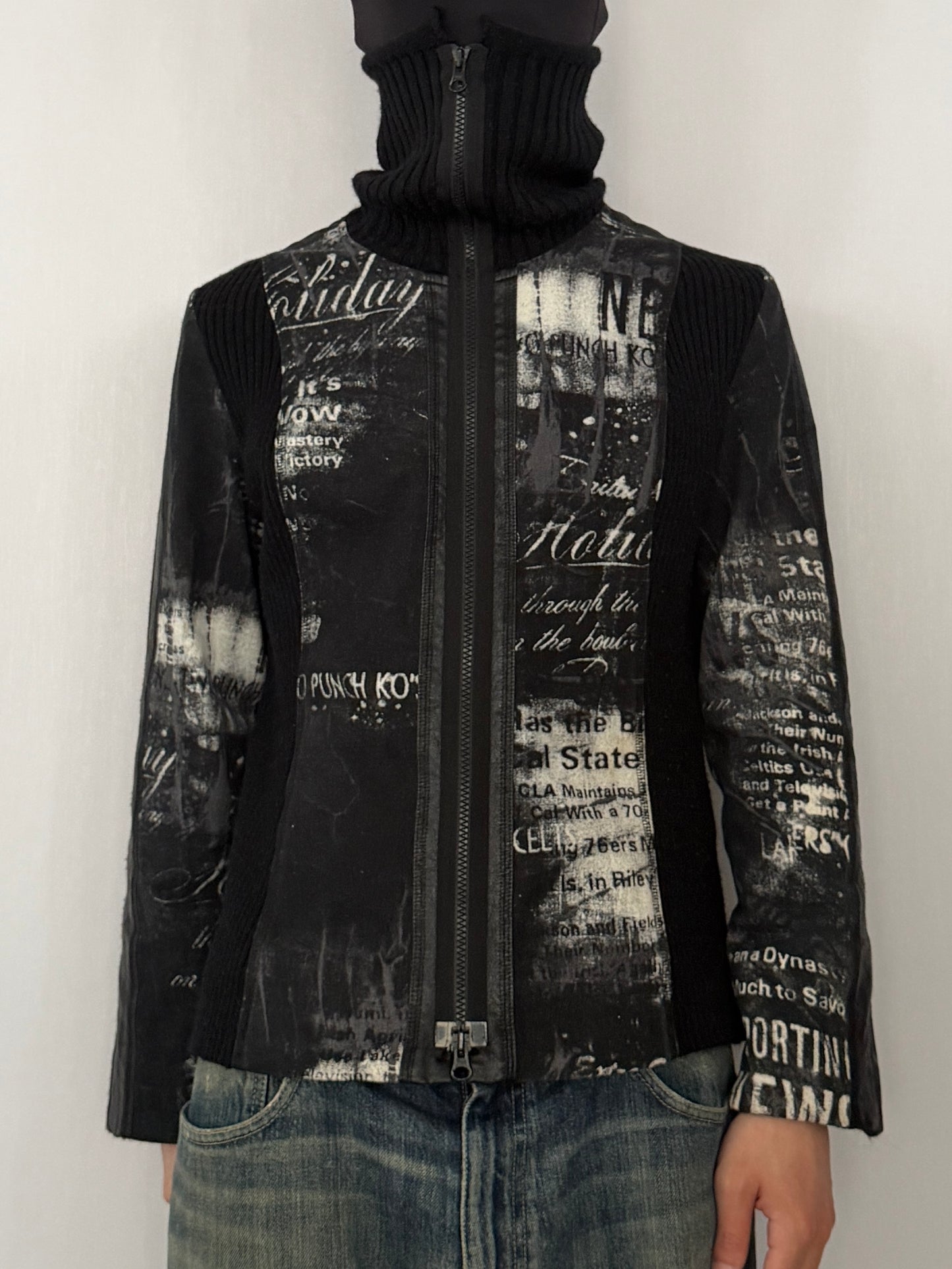 Vintage EIKO KONDO Mix Material Jacket Black Size 42